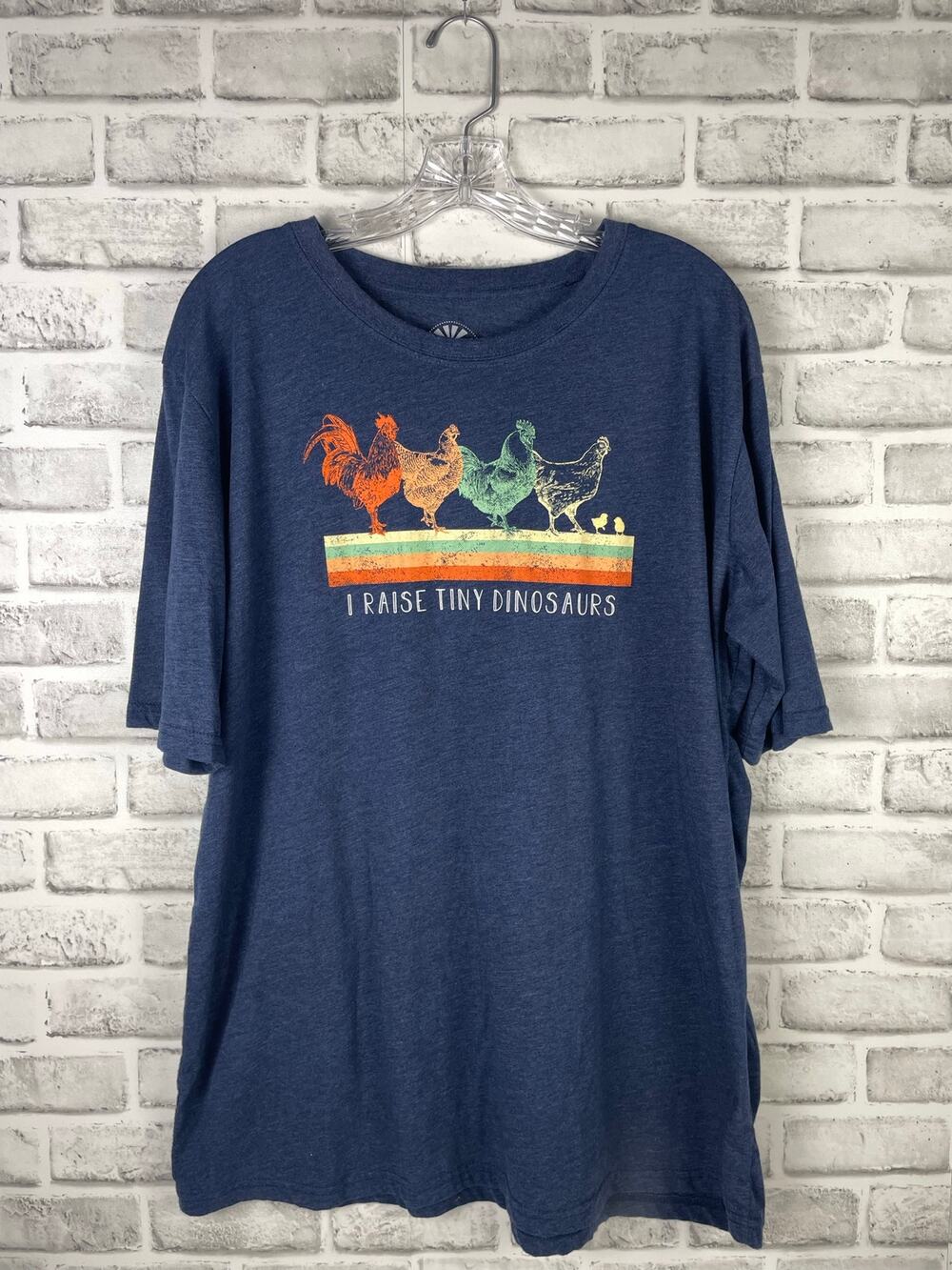 Lost Creek Outfitters Chicken Shirt XXL I Raise Tiny Dinosaurs Graphic Tee Blue